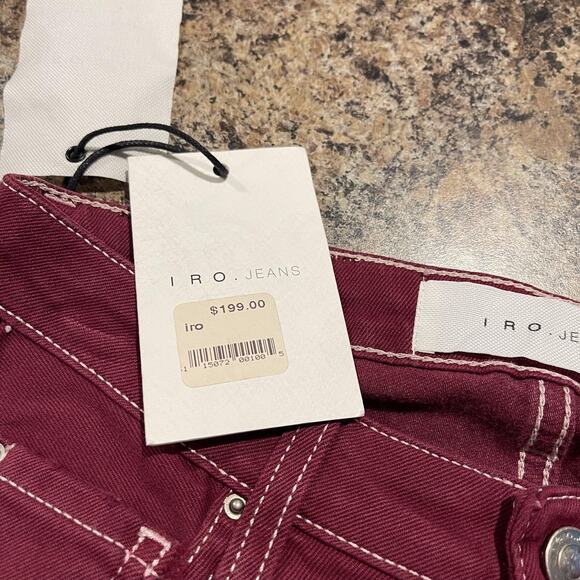 NWT IRO Jeans Jarod Skinny Dark Academia Cottage Fall Boho Indie Wine Red 26 - Picture 3 of 5